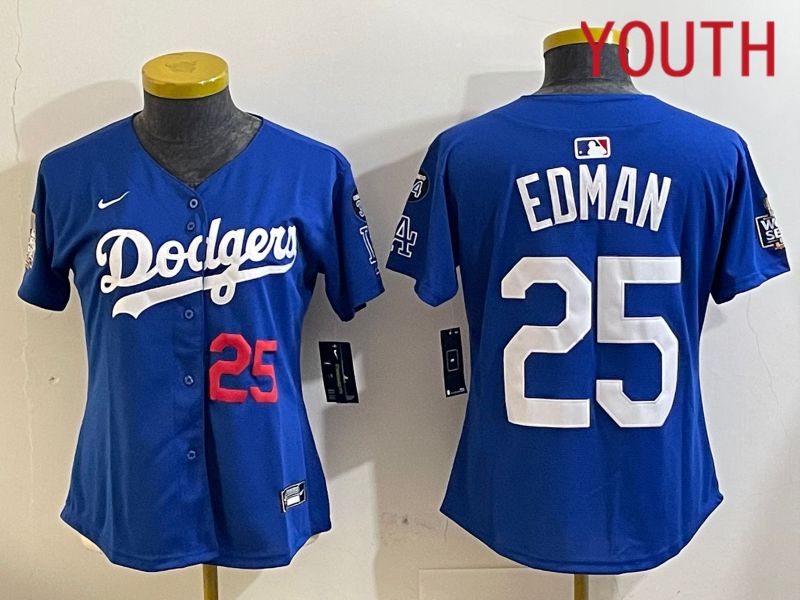 Youth Los Angeles Dodgers #25 Edman Blue Game 2024 Nike MLB Jersey style 11216